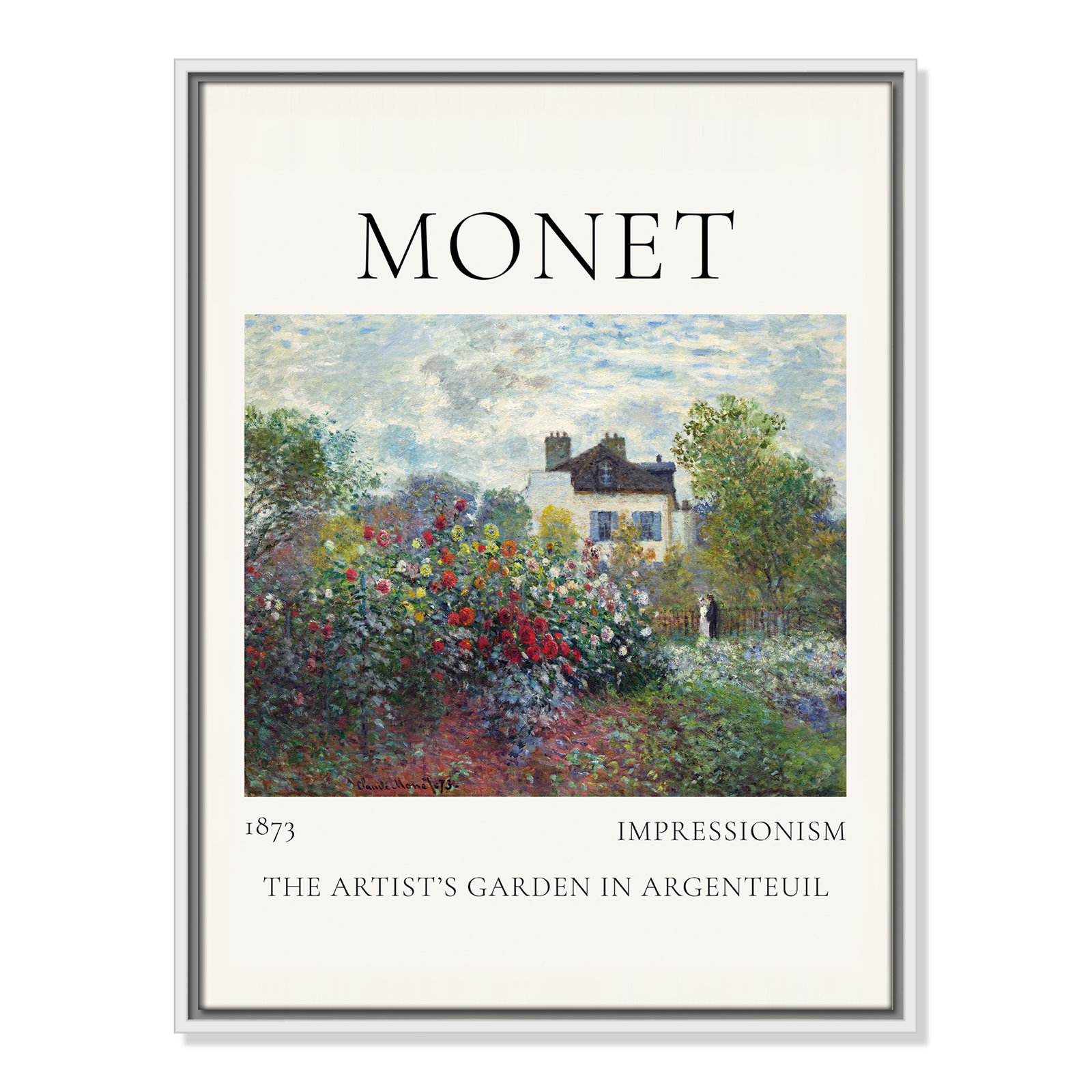 Rocchetto "Artists Garden in Argenteuil" Print, White Floater Frame, No, 25.5" H x 19.5" W x 2" D