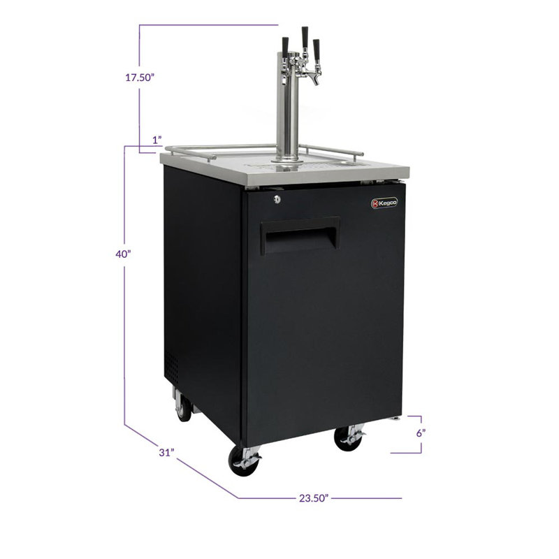 Kegco 8.2 Cubic Feet Triple Tap Freestanding Kegerator with Door Lock and, Black