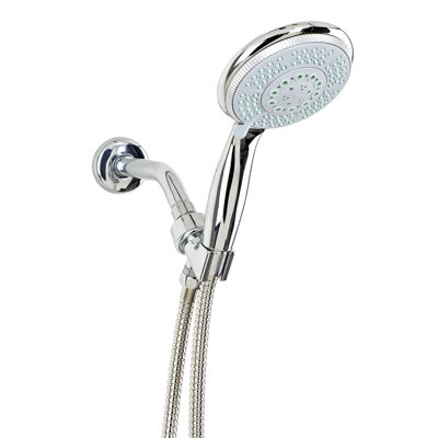 Ensemble de pomme de douche à main 5 fonctions Bath Bliss avec tuyau et fixation en acier inoxydable de couleur chrome | Ensemble complet de mise à niveau de salle de bain 3 pièces | Fonctions de pulvérisation à haute pression