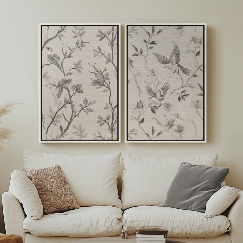 Framed Canvas Wall Art - Vintage Abstract Wall Prints for Bedroom, 24" H x 16" W, White