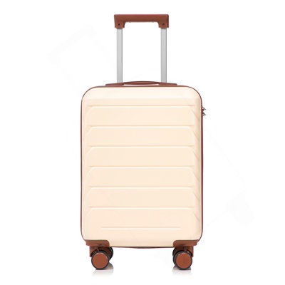 20 Inch ABS Hard Shell Travel Checked Luggage - Scratch Resistant Surface Four Multi-Directional Wheels,  With Combination Lock.(Beige)