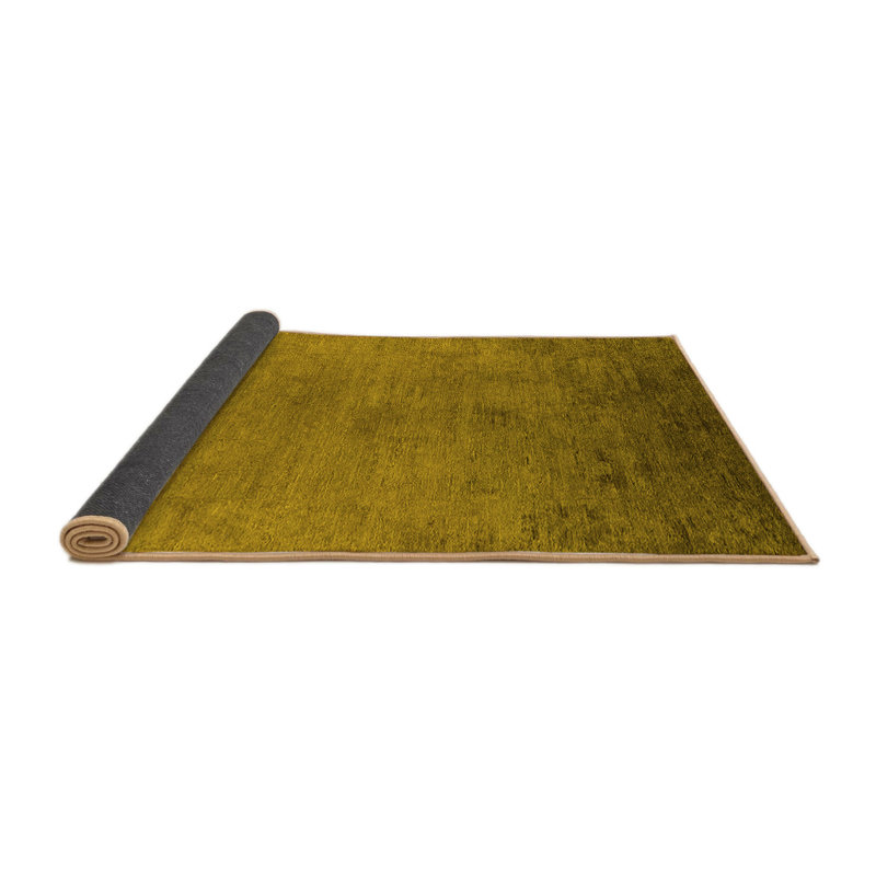 Tapis jaune en laine / polyester tissé à la machine 7 pi x 10 pi