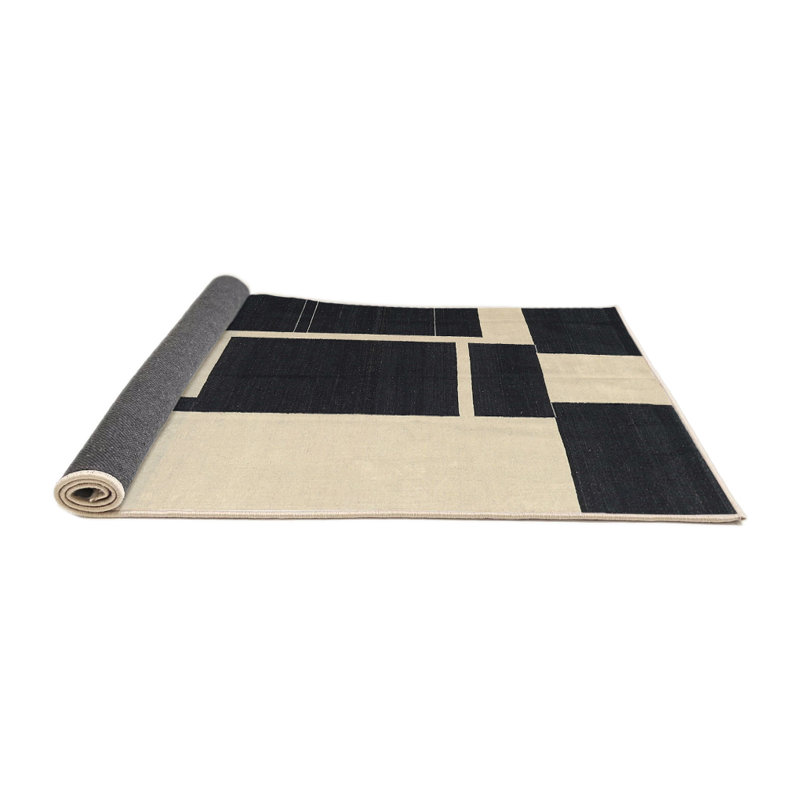 Tapis abstrait noir / beige, Rond 4 pi