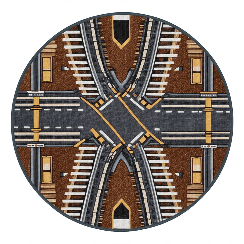 Tapis de transport noir lavable à la machine, Rond 7 pi