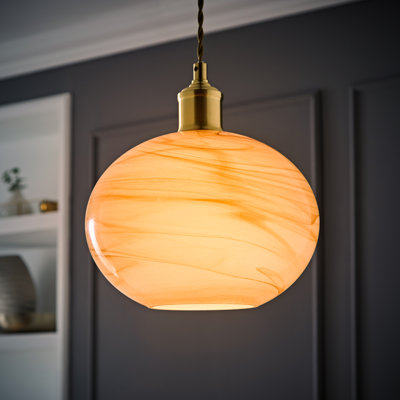 18.5 cm H Bowl Glass Pendant Shade ( Slip-On ) in Beige
