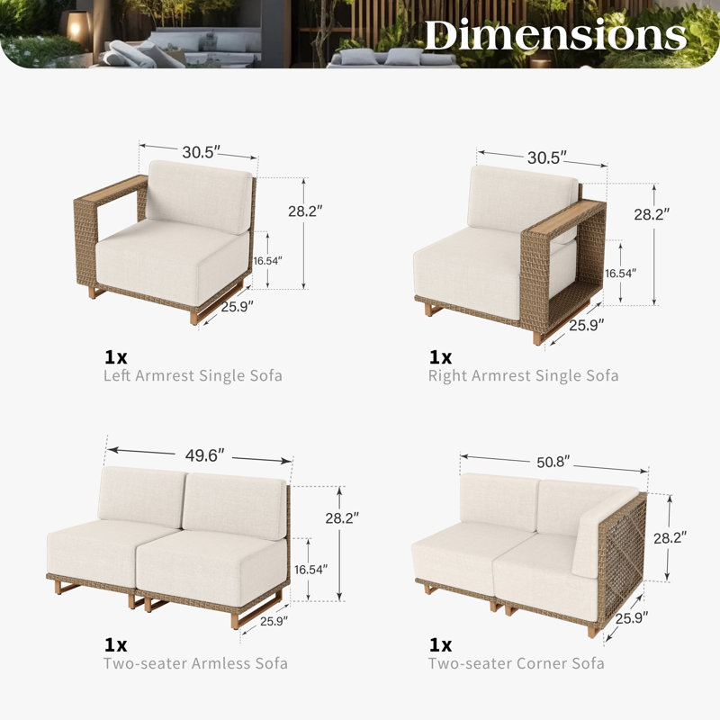 6-Person Modular Wicker Patio Sectional