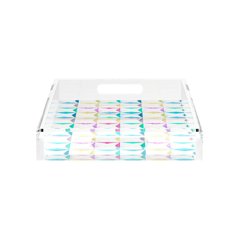 Truiq Happy Acrylic Rectangle Decorative Tray, 17"W x 10.5"D x 2"H
