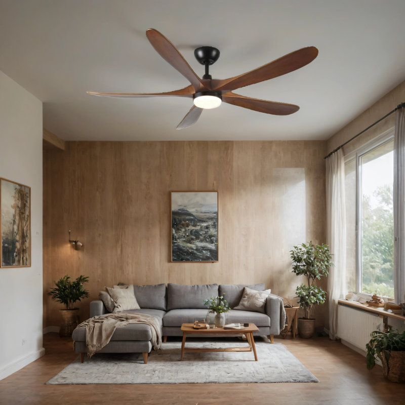 5 blade solid wood 52 inch ceiling fan light, 62"