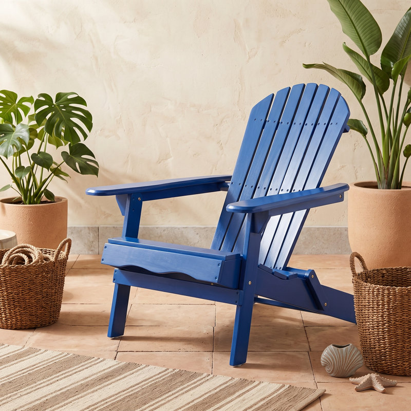Chaise pliante en bois pour l'extérieur avec accoudoirs, Blue