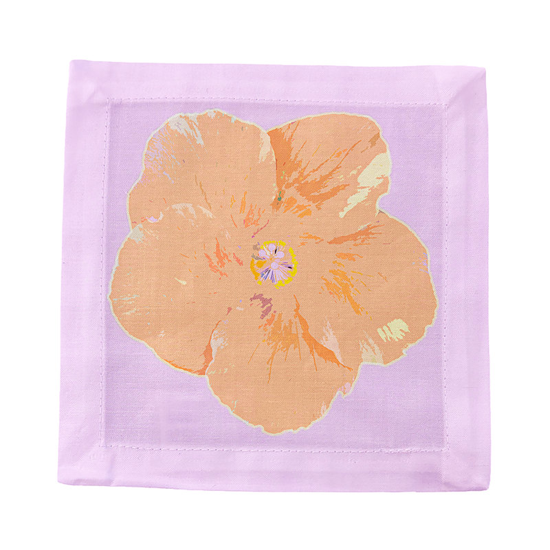 Hibiscus Cotton Sateen Cocktail Napkins, Lilac