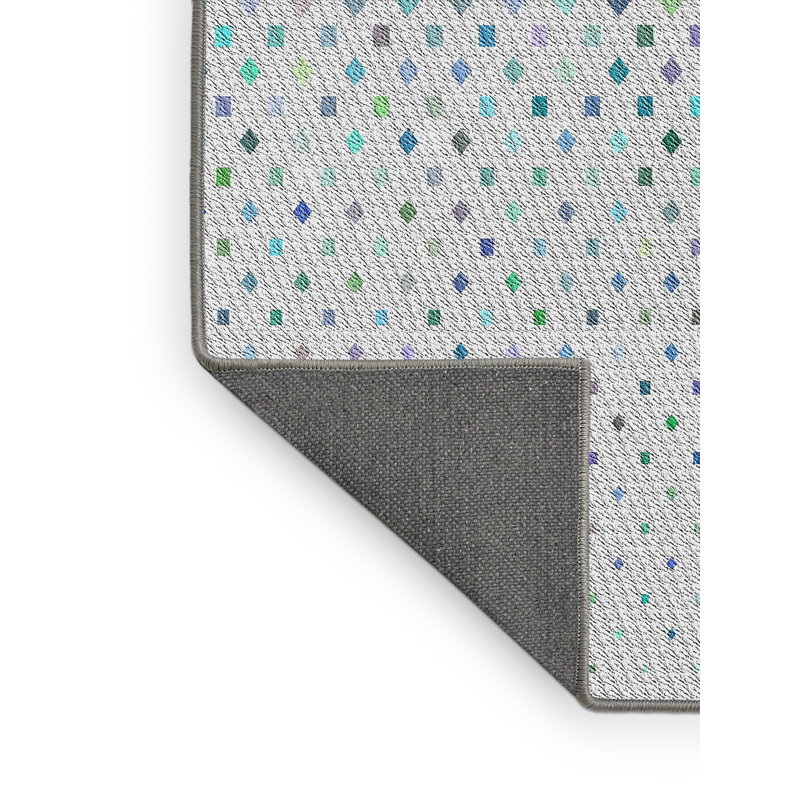 Tapis bleu/blanc à motifs, Rectangle 3 pi x 5 pi