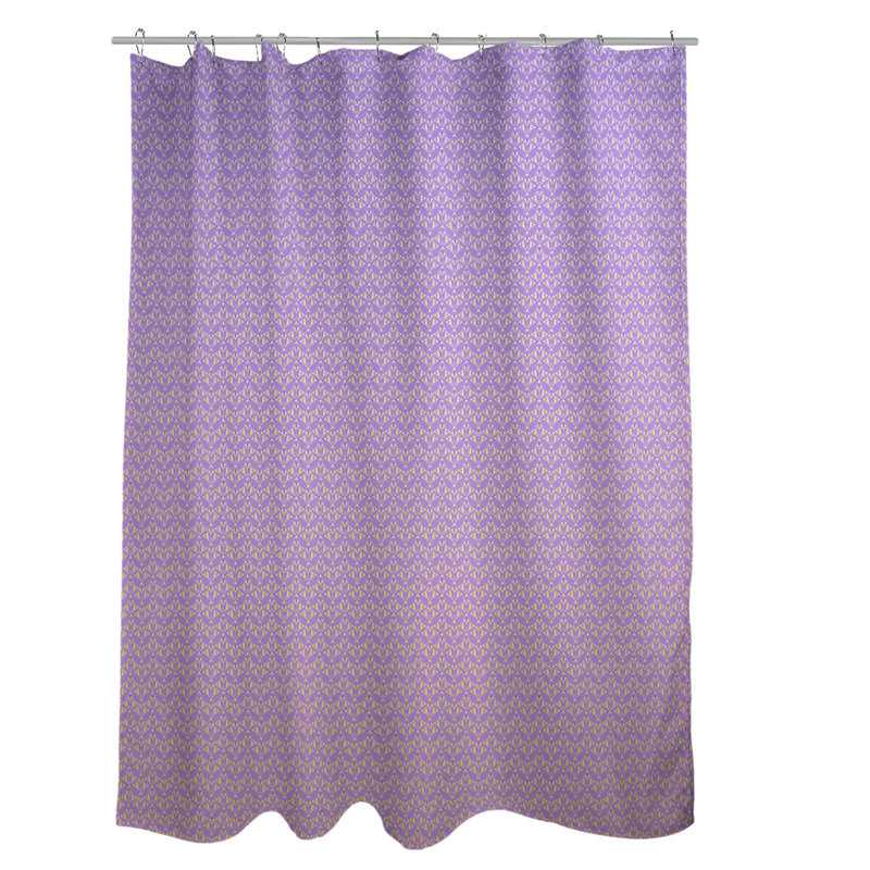 Rideau simple art déco, Mauve / rayure jaune 2