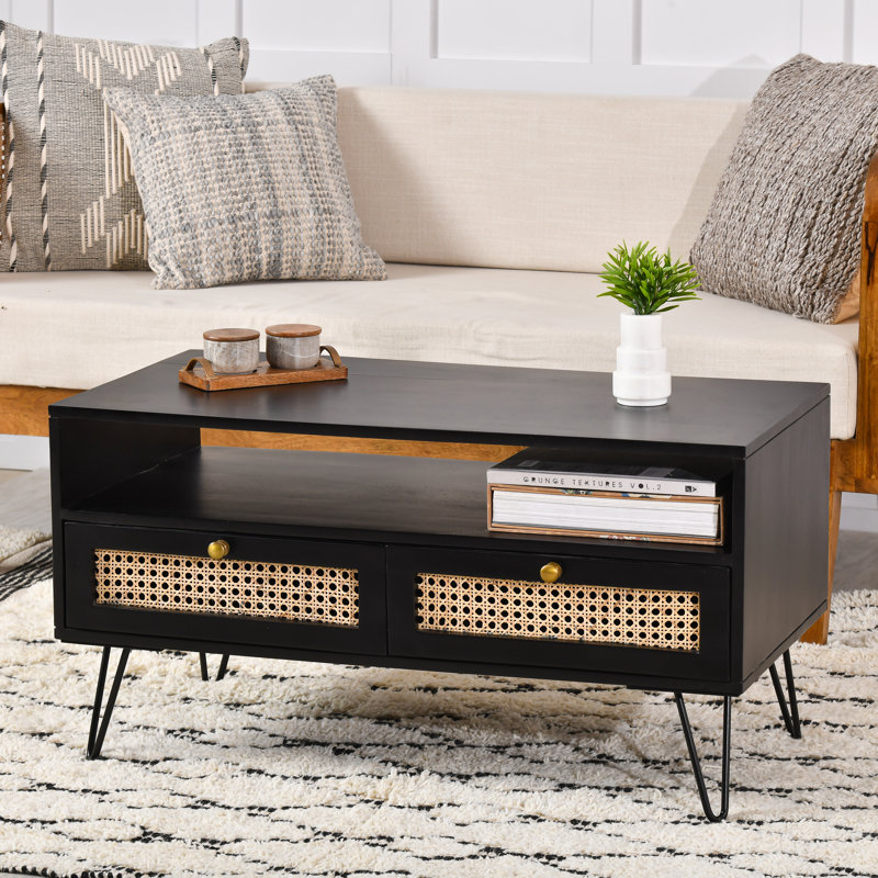 Table basse avec rangement Forest Hill, Noir, Gris