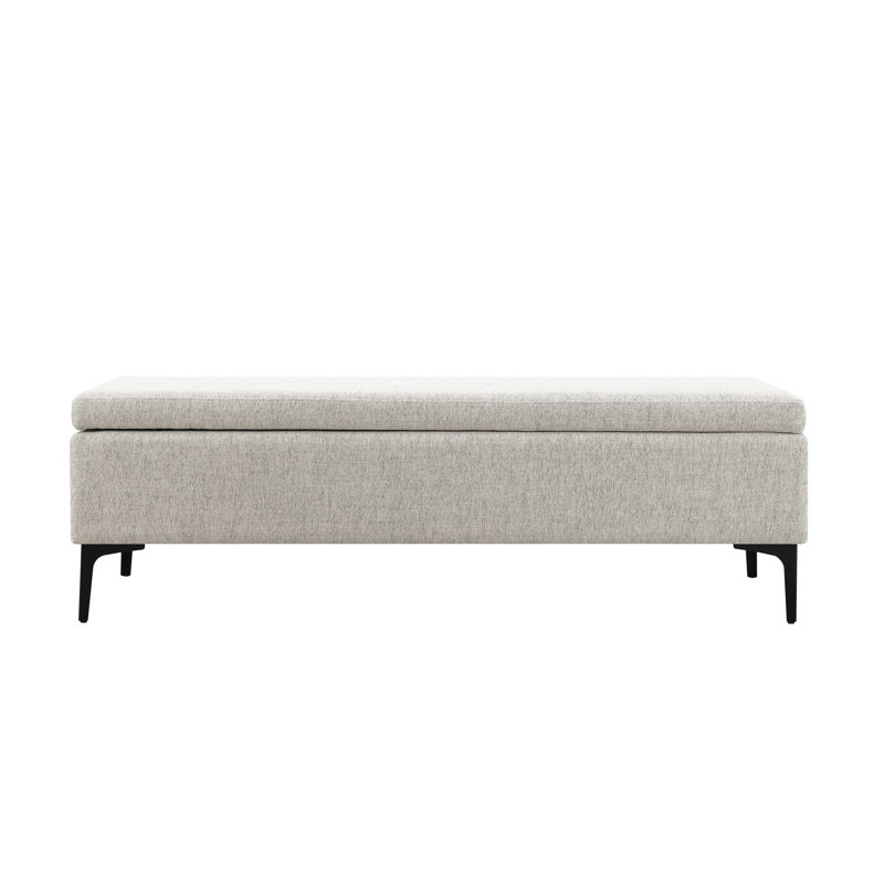 Aquanette Polyester Upholstered Storage Bench, Cream, 19" H x 60" W x 17.8" D