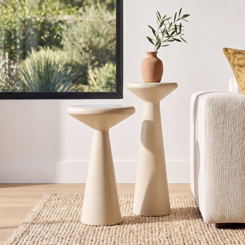 Asuna Concrete Top Nesting Tables, Parchment White