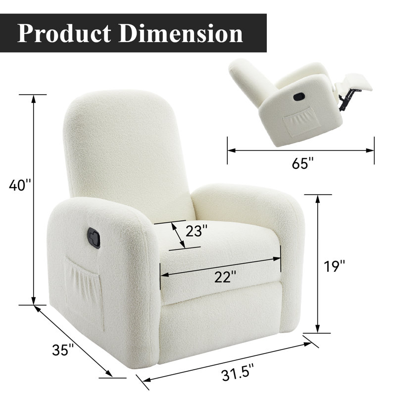 Fauteuil inclinable et pivotant Haaniyah, Nounours crème