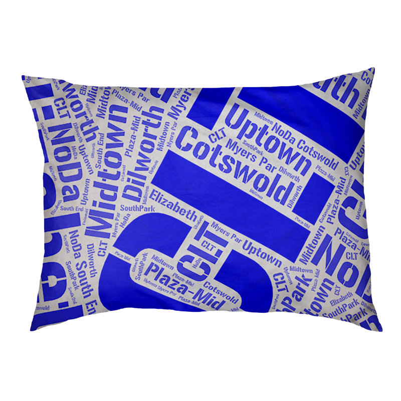 Coussin de chien « districts », Moyen (H 9,5 po x l 28 po x P 18 po), Charlotte, Bleu