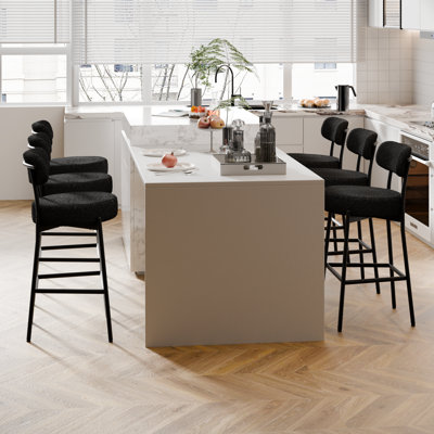 Treymane 34.3'' H Upholstered Swivel Counter Stools with Metal Frame