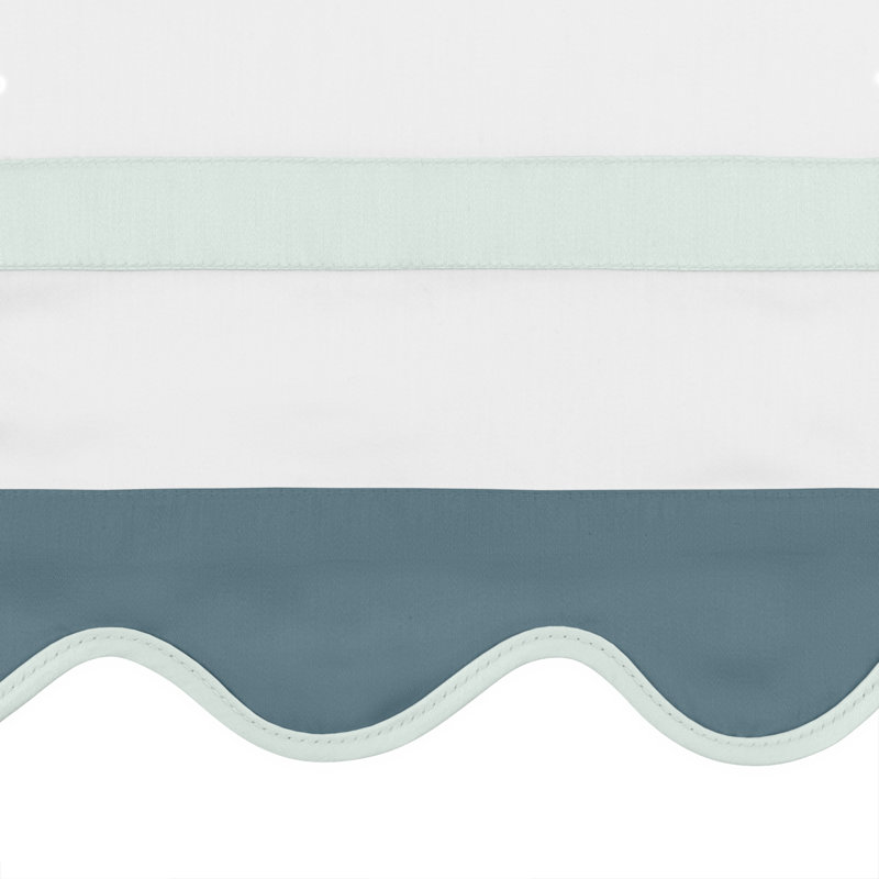 Portofino Sateen Sheet Set, Cal.King Sheet Set + 2 Pillowcases, White/Teal/Eucalipto