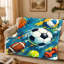 Couverture en patchwork à motifs de ballons de sport (1 pièce) - Design vibrant ; expression artistique. Parfait pour les passionnés. Accessoire de sofa et de literie. Décoration pour le salon et la chambre. Confort et détente assurés. Idée-cadeau idéale. Articles de literie et de canapé.-136365048