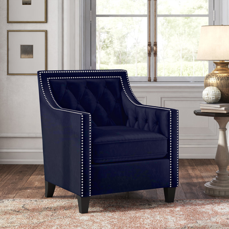 Chilukki Upholstered Armchair, Navy Velvet