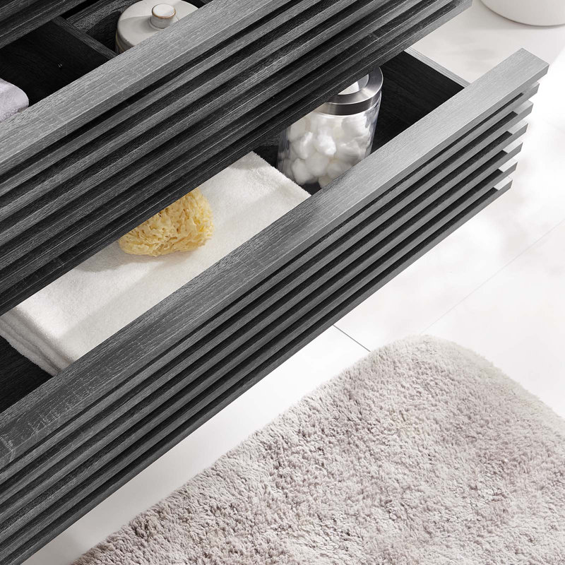 Base de meuble-lavabo mural simple 36 po Modway Render, Gris anthracite