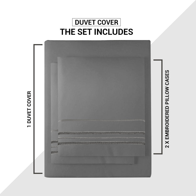 Microfiber Clear Duvet Cover Set with Pillow Shams Included, Super King Duvet Cover Set + 2 StandardPillowcases
