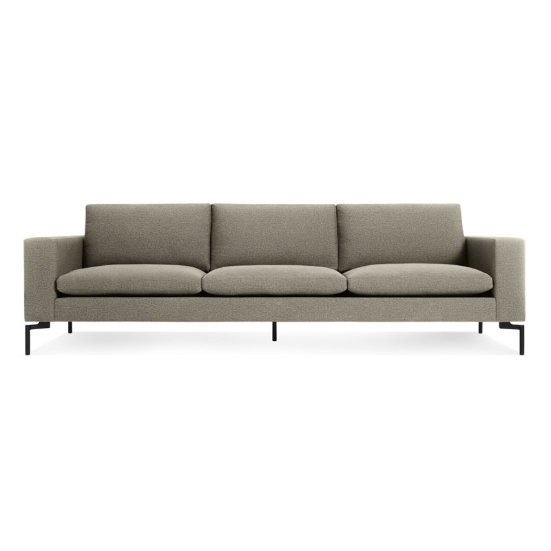 Nouveau canapé à accoudoirs carrés standard, H 32 po x l 104 po x P 35 po, Sanford Black Crossweave, Noir