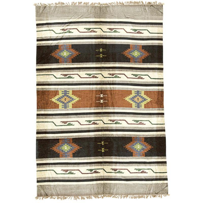 Hand Knotted Cotton Area Rug in Multi