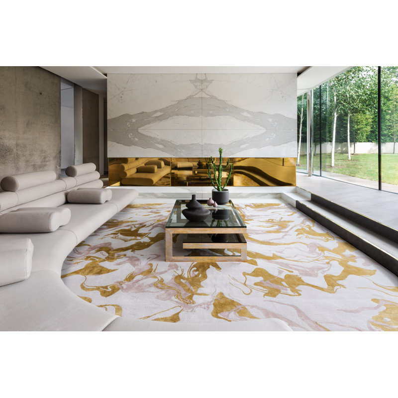 Echo Gold Round Area Rug, Rectangle 5' x 7'6"