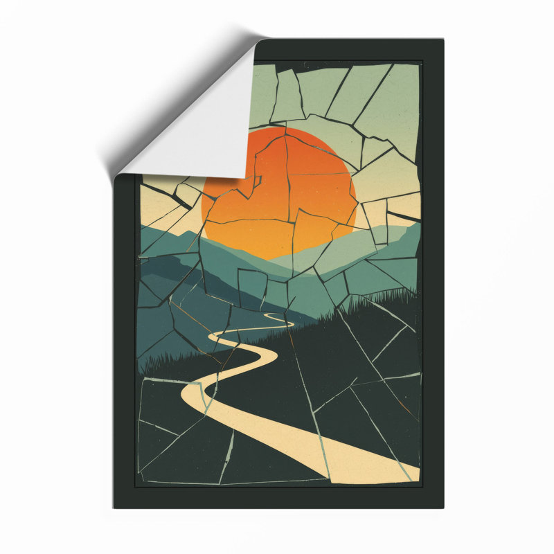Sunset Over Fractured Land Geometric - Print, Unframed, A1 - 84.1 x 59.4 cm