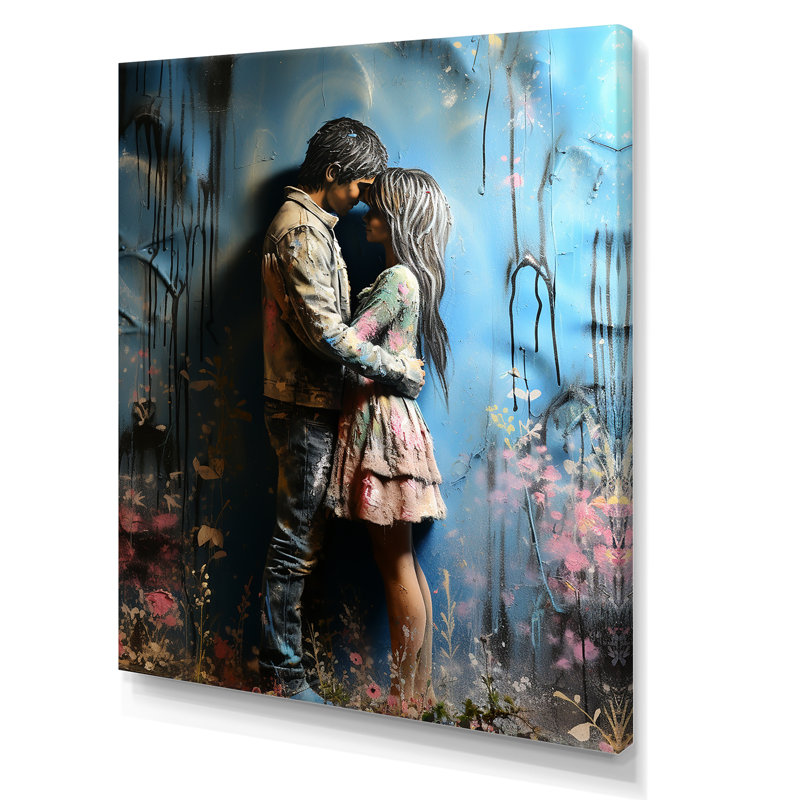 «Street Art Romantic Couple», Toile tendue, H 20 po x l 12 po x P 1 po
