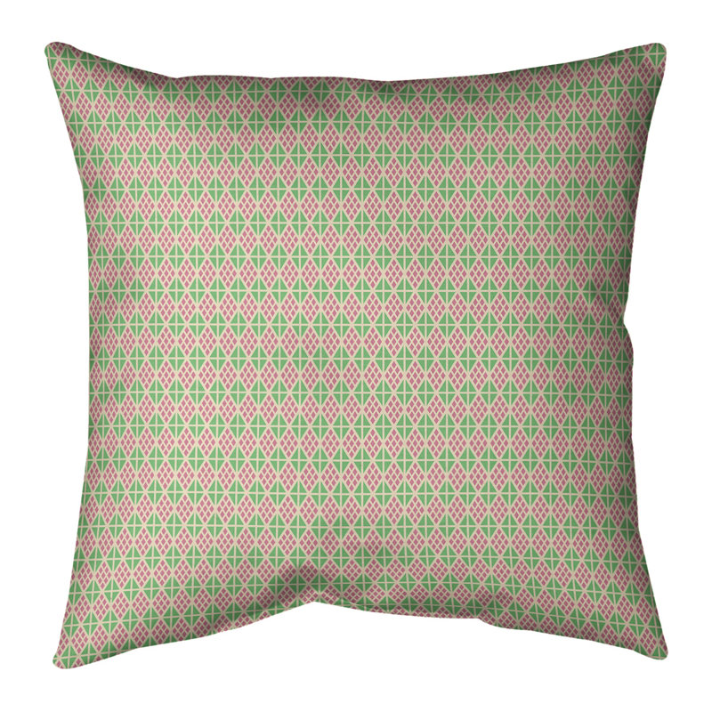 Housse et insert de coussin carré Katelyn Elizabeth Diamonds, 18" x 18", Pas de bourre, Rose/vert