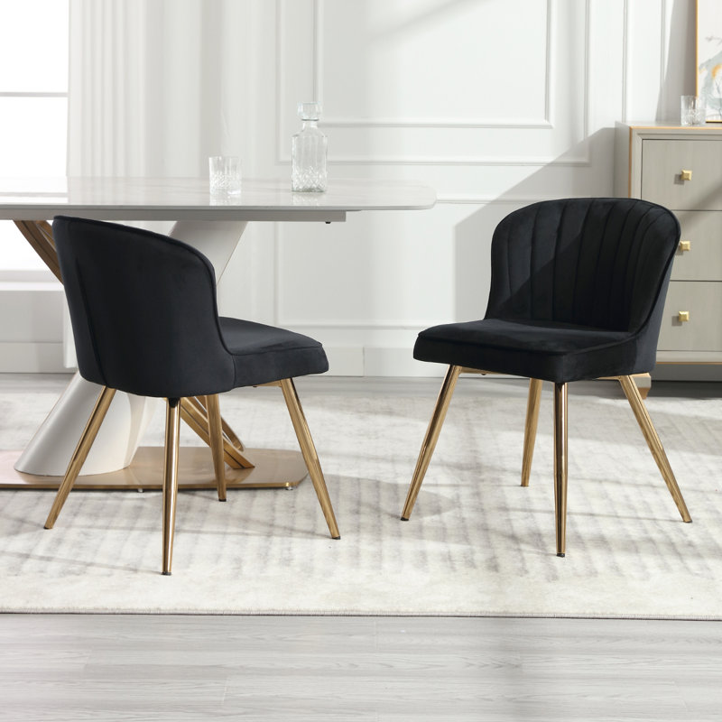 47.5cm H Velvet Upholstered Metal Accent, Black