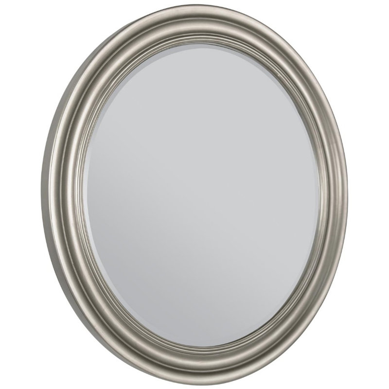 Conte Wood Flat Wall Mirror, Silver