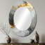 Gris et or abstrait marbre I - décor de miroir mural ovale doré-1467617337