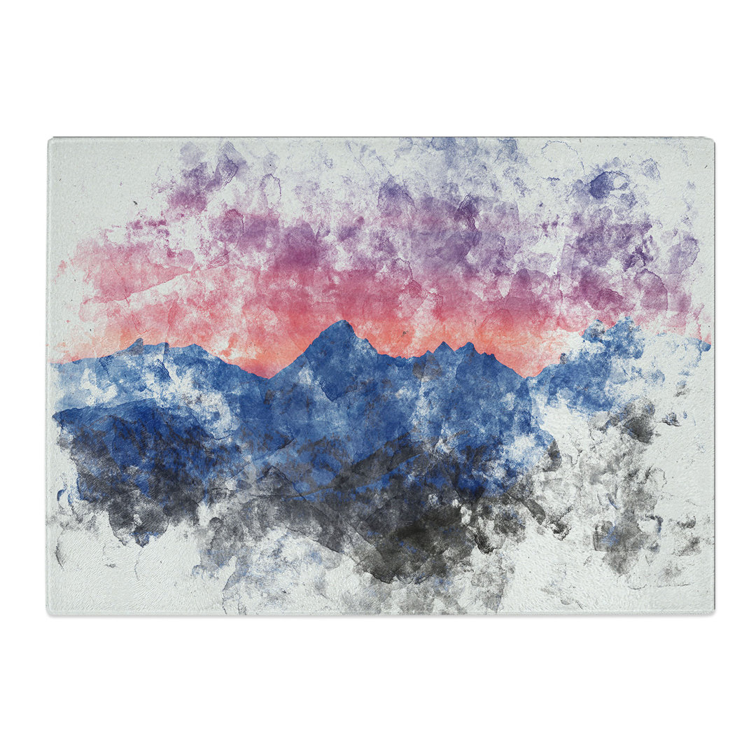 Tempered Glass Mountain Ridge Sunset Chopping Board