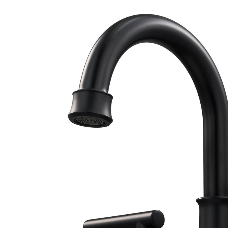 Double Handle Bathroom Sink Faucet with Drainer, Black
