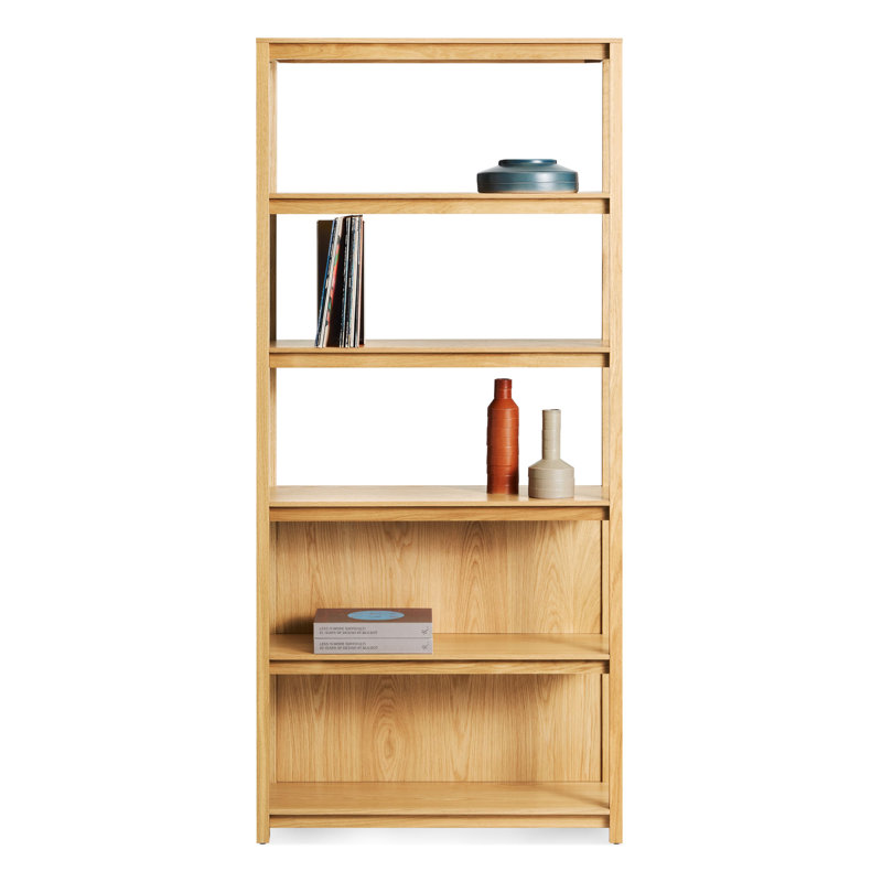 Open Plan Solid Wood Etagere Bookcase, White Oak