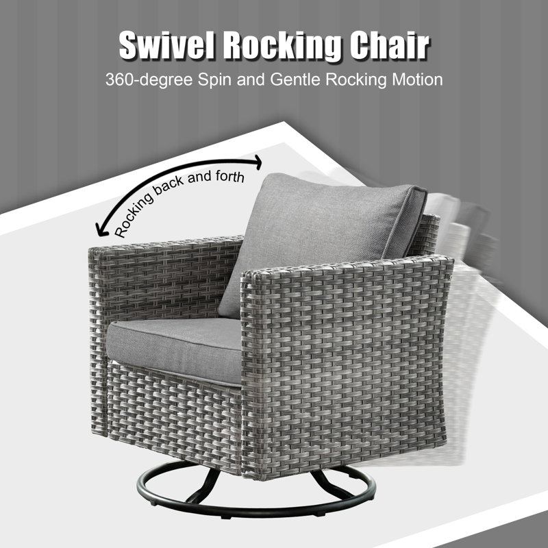 Paleosofos Wicker 6 - Person Patio Conversation Set with Cushions, Gray
