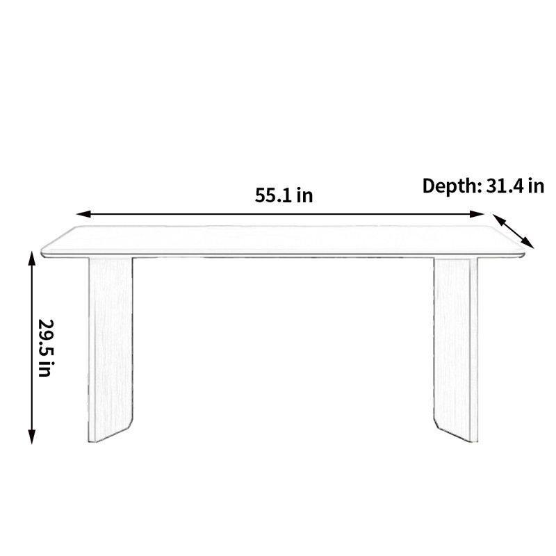 Table de salle à manger moderne et simple familiale, H 29,5 po x L 55,1 po x l 31,4 po