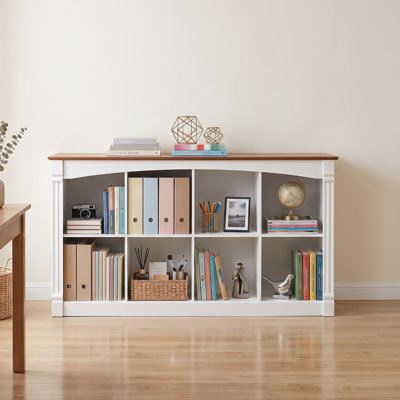 8-Cube Bookcase Modern Two-Tone Wood 2-Tier Storage Organizer