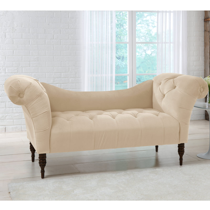 Méridienne rembourrée Kareem, Velours classique perle, Espresso