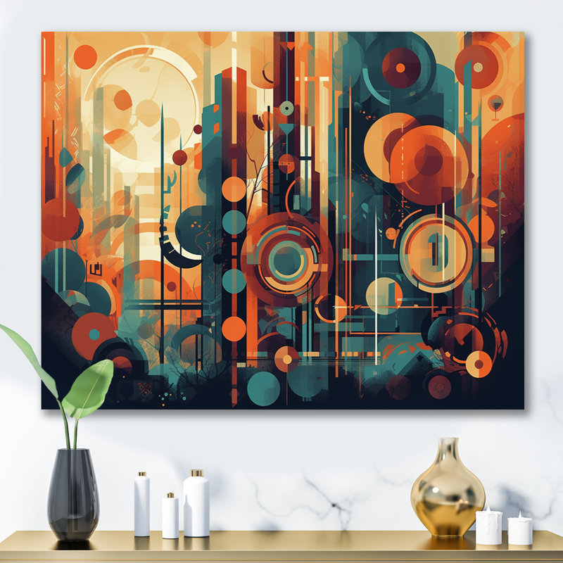 Braxtyn Orange And Blue Abstracted NostalgiaII On Canvas Print, 12" H x 20" W x 1" D, Wrapped Canvas