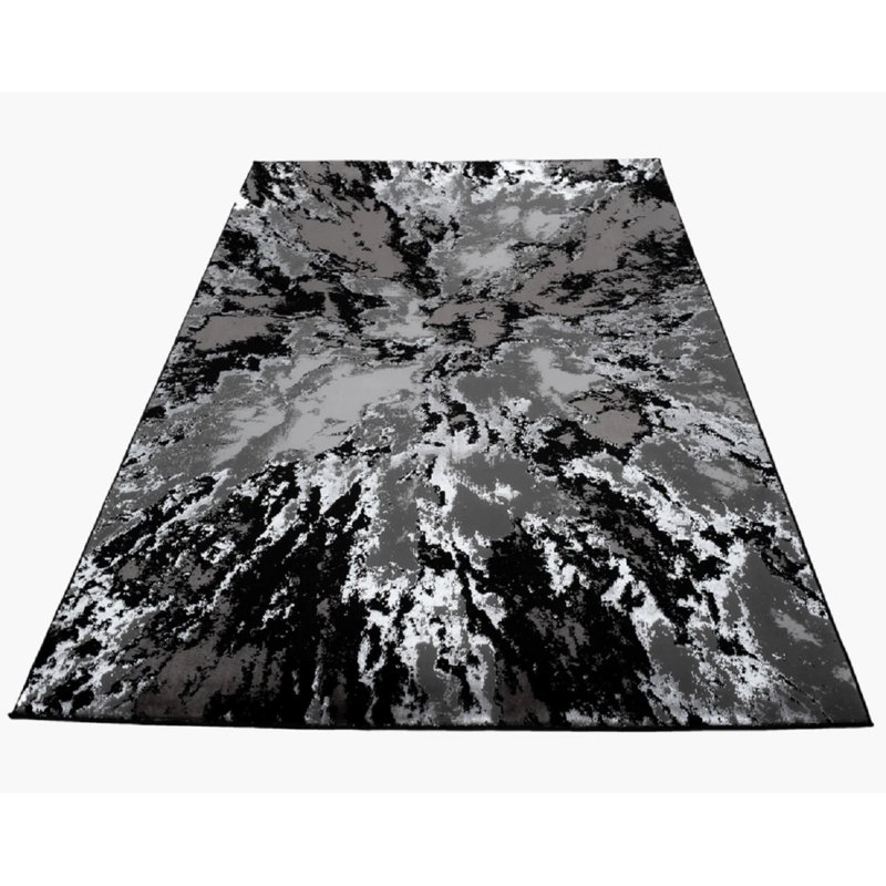 Rectangle Striped Flatweave Berber Indoor / Outdoor Area Rug, Black Grey, Rectangle 80 x 150 cm