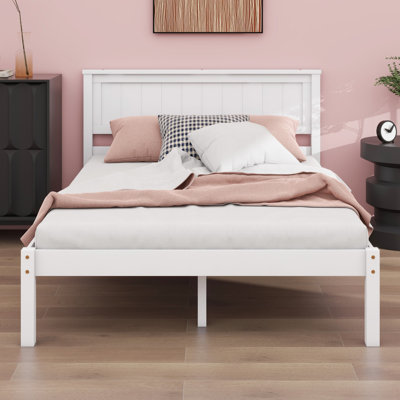 Platform Bed Frame With Headboard, Wood Slat Support