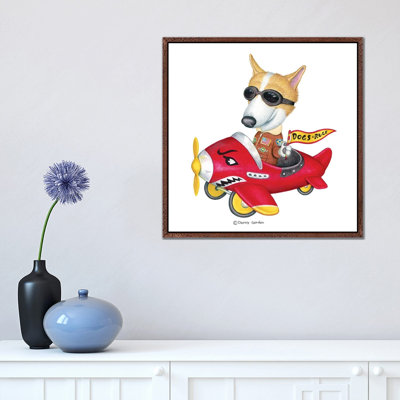 Corgi in Red Plane 1 Piece Wall Art on Canvas