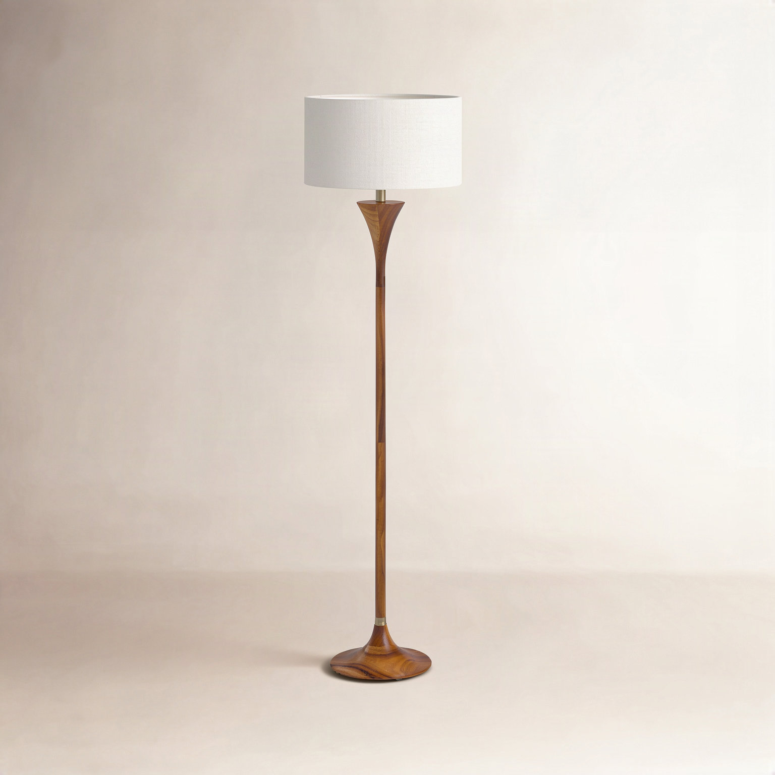 Remmy 60'' Solid Wood Floor Lamp, Natural/Antique Brass