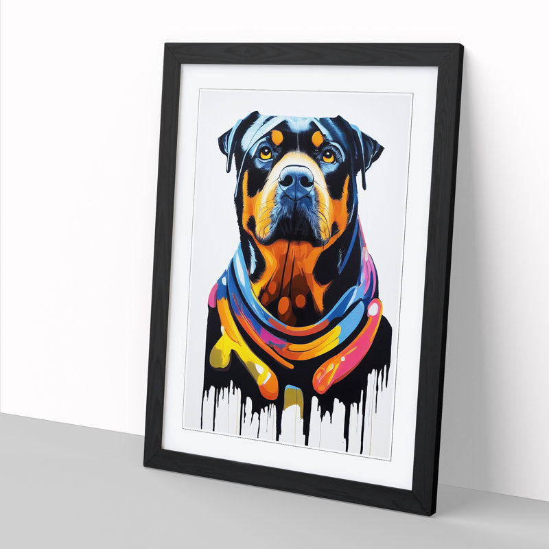 Rottweiler Graffiti Art - Single Picture Frame Print, Black, 34cm H x 25cm W x 2cm D