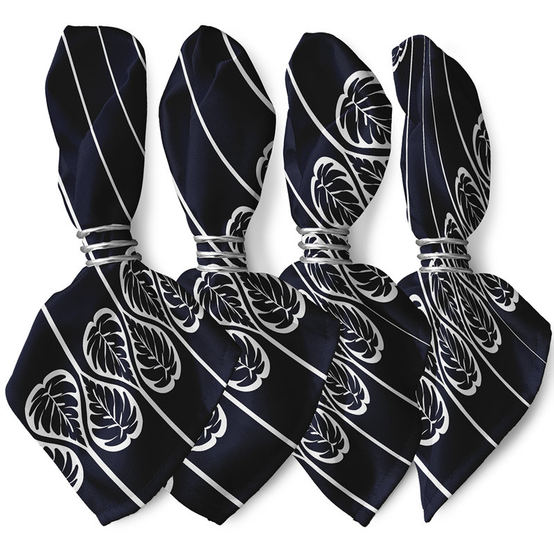 Chyane Polyester Floral Square Napkin, Navy